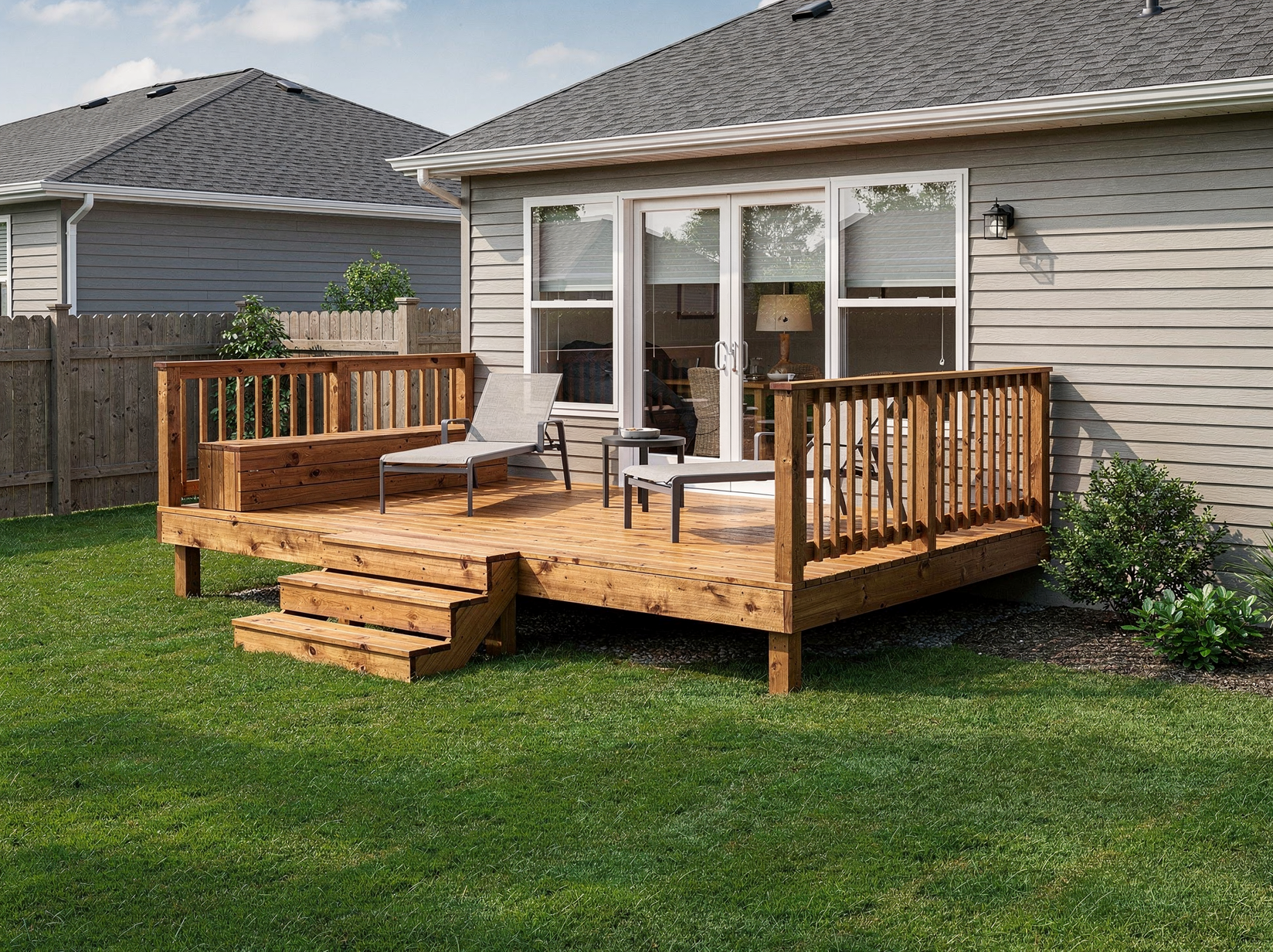 Small deck design with compact seating