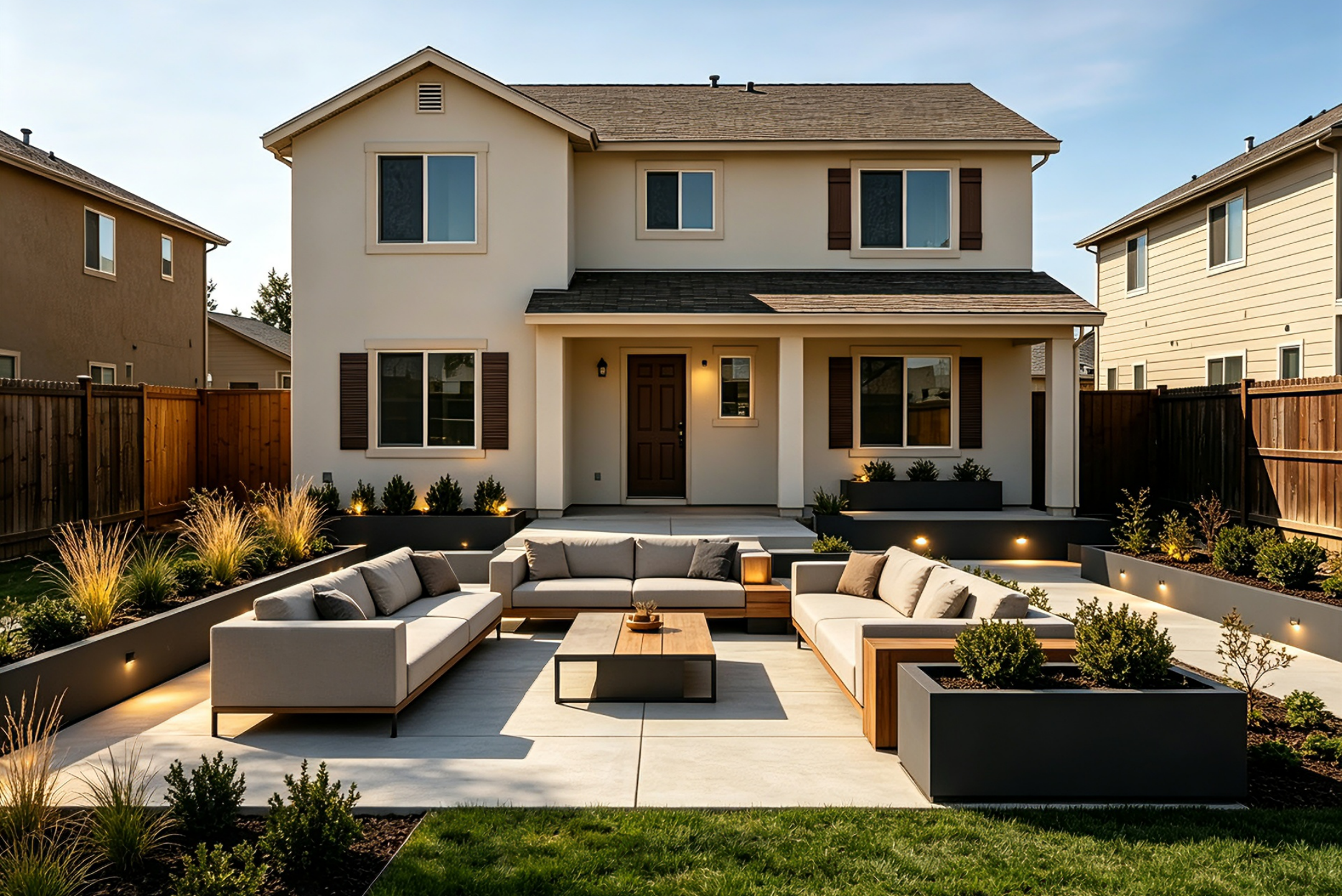 Yard redesigned in a modern outdoor style