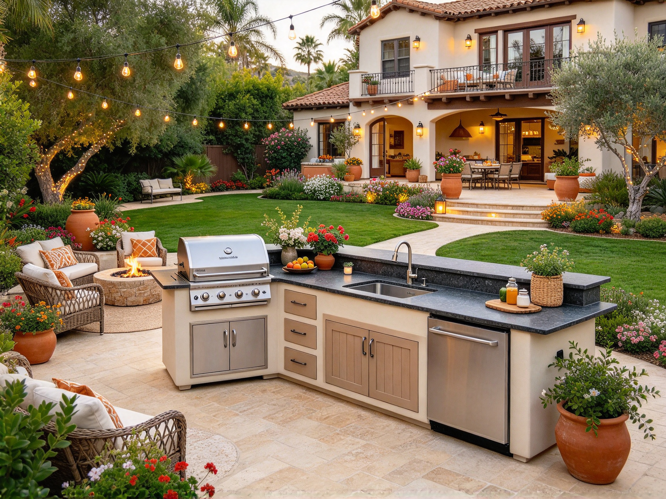 Backyard outdoor kitchen design idea