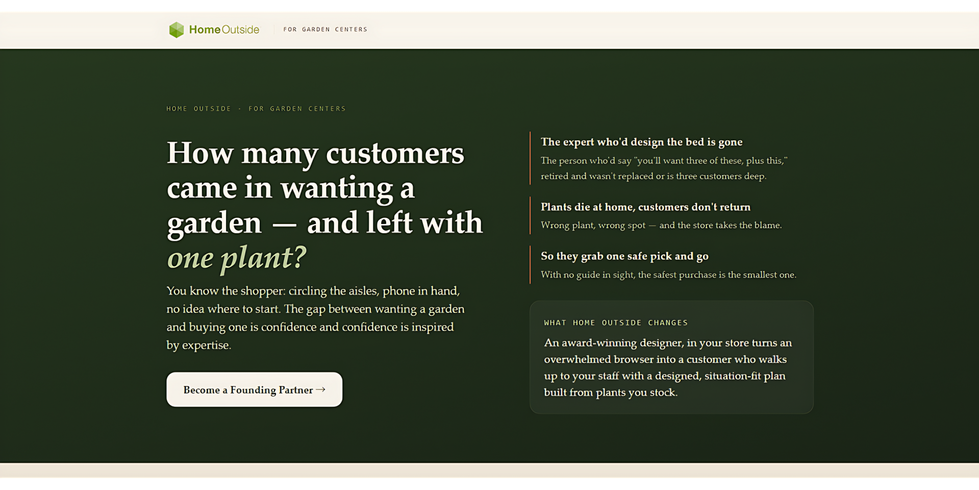 Home Outside mobile garden planner interface
